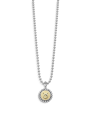 LAGOS STERLING SILVER AND 18K YELLOW GOLD SIGNATURE CAVIAR ZODIAC PENDANT NECKLACE, 16,07-81182-Z2ML