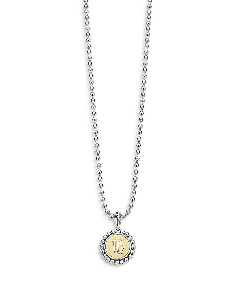 Lagos Sterling Silver and 18K Yellow Gold Signature Caviar Zodiac Pendant Necklace, 16