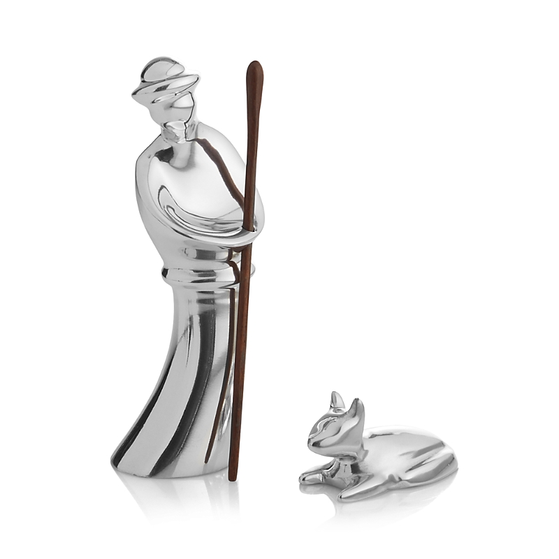 Nambe Miniature Nativity Shepherd & Lamb In Silver