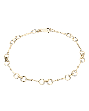 Adina Reyter 14K Yellow Gold Diamond Horsebit Chain Bracelet