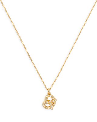 kate spade new york - Dashing Beauty Pav&eacute; Pretzel Pendant Necklace, 17"-20"