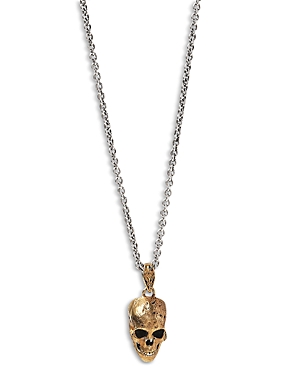 Shop John Varvatos Collection Men's Sterling Silver & Brass Skull Pendant Necklace, 24