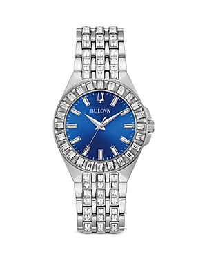 Shop Bulova Crystal Watch, 32mm In Blue/silver