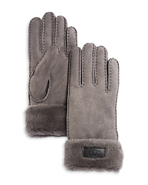 Shop Ugg Shearling Gloves In Metal