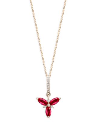 Bloomingdale's Fine Collection Ruby & Diamond Trio Pendant Necklace in 14K Yellow Gold, 18 - Exclusive