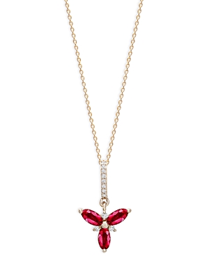 Bloomingdale's Ruby & Diamond Trio Pendant Necklace in 14K Yellow Gold, 18 - 100% Exclusive