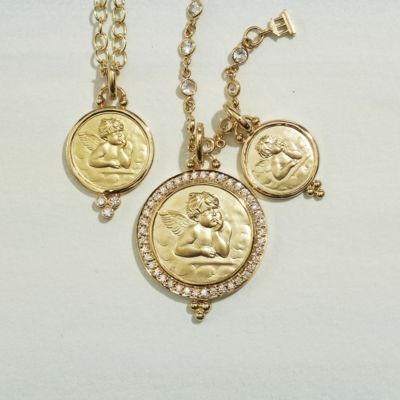 18k Gold 14mm Angel Pendant