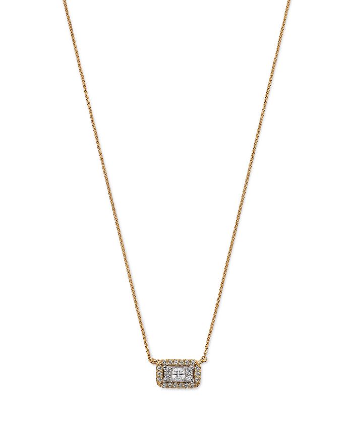 Bloomingdale's Diamond Princess & Round Halo Pendant Necklace in 14K ...