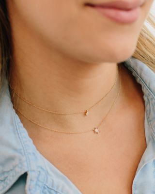 Midi Bitty 14K Yellow Gold & Diamond Star of David Necklace, 16"