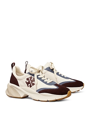 Shop Tory Burch Women's Good Luck Trainer Sneakers In White/plum/plum