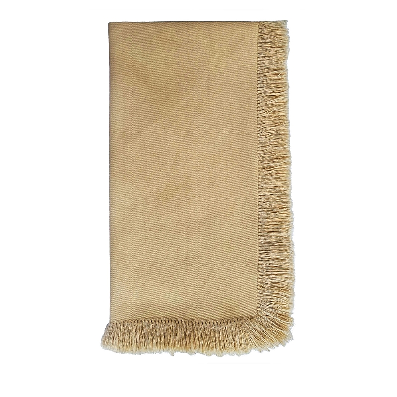 Aman Imports Fringed Napkin - Exclusive In Tan