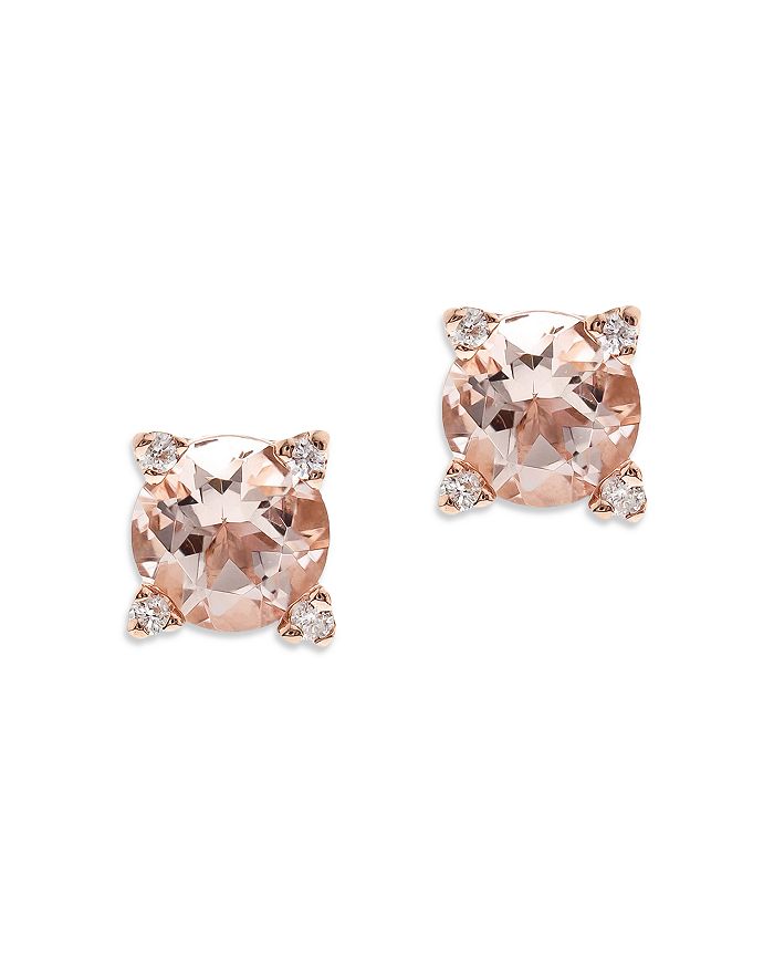 Bloomingdale's Gemstone & Diamond Stud Earring Collection In 14k Gold, 0.04 Ct. T.w. - 100% Exclusive In Pink/rose Gold