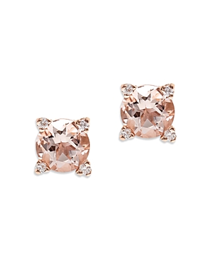 Bloomingdale's Morganite & Diamond Stud Earrings In 14k Rose Gold - 100% Exclusive In Pink/rose Gold