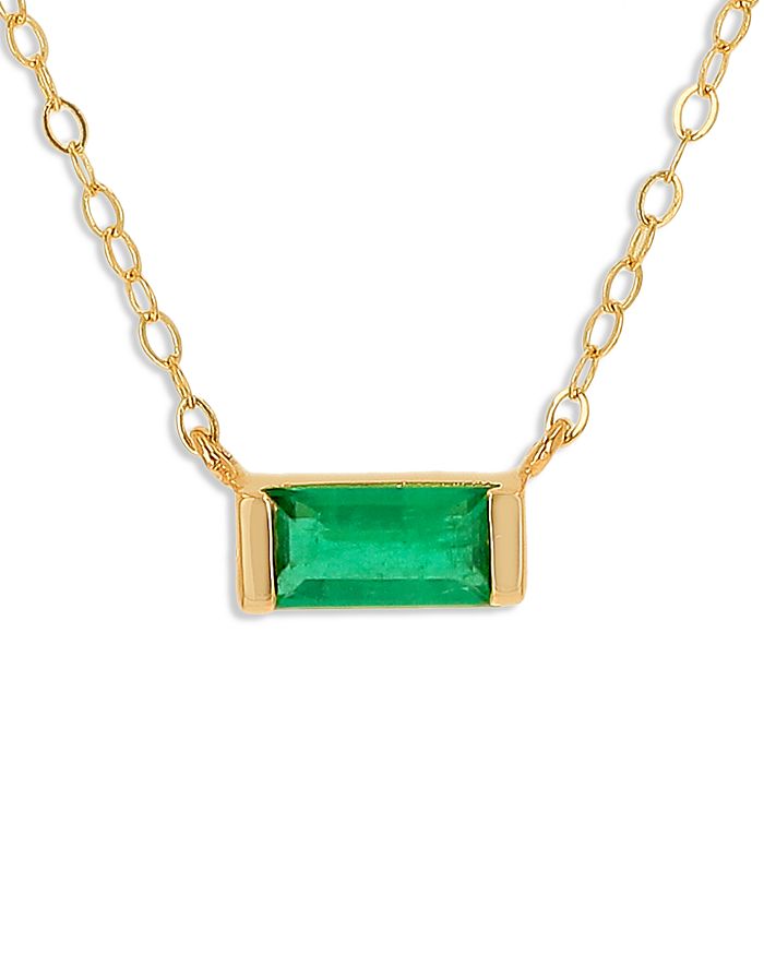 Moon Meadow 14K Yellow Gold Emerald Baguette Pendant Necklace