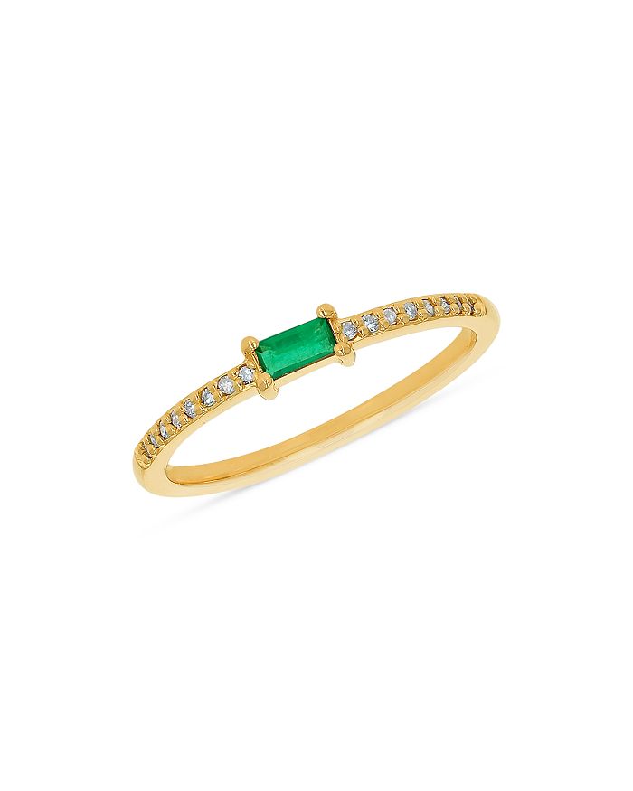 Moon & Meadow 14K Yellow Gold Emerald & Diamond Stack Ring | Bloomingdale's