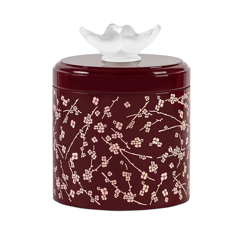 Lalique Fleurs De Cerisier Lacquered Wood Box, Large In Burgundy