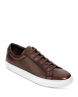 To Boot New York Burnished Leather Sneakers In Cognac Antique