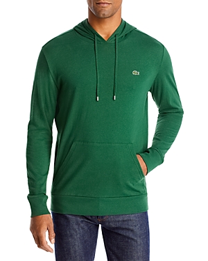 Lacoste Jersey Long-sleeve Hooded Tee In Bright Green