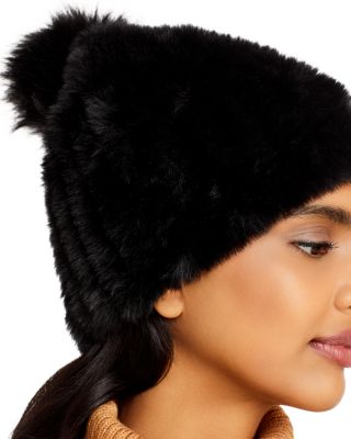 Faux Fur Stretch Knit Beanie