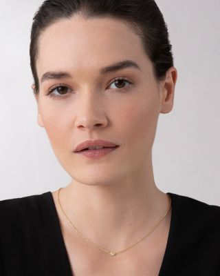 18K Yellow Gold Covet Diamond Caviar Bead Solitaire Pendant Necklace, 16-18"