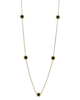 LAGOS - 18K Yellow Gold Covet Onyx Seven Station Caviar Bead Statement Necklace, 32"