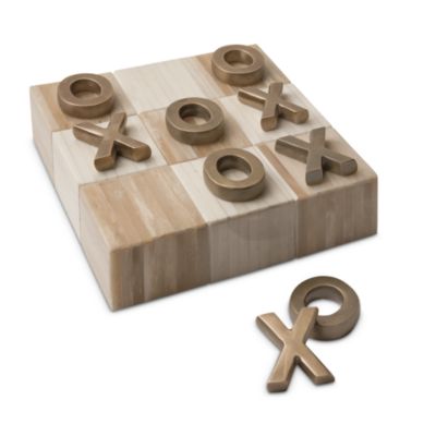 Regina Andrew Design Tic Tac Toe Flat Board with Brass Pieces