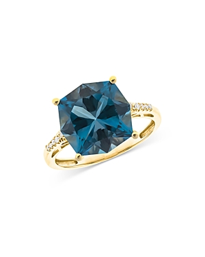 Bloomingdale's London Blue Topaz & Diamond Statement Ring In 14k Yellow Gold - 100% Exclusive In Blue/gold