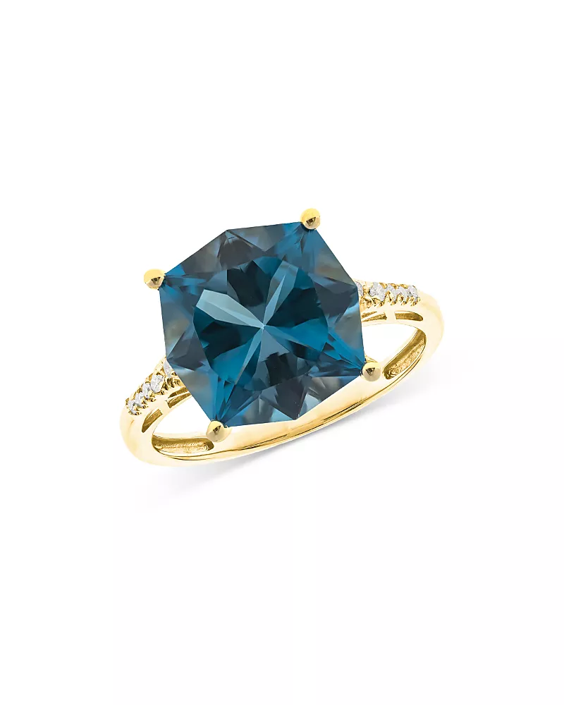 Bloomingdale's Fine Collection London Blue Topaz & Diamond Statement Ring in 14K Yellow Gold