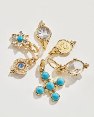 18K Yellow Gold Celestial Blue Moonstone &amp; Diamond Mini Orbit Pendant