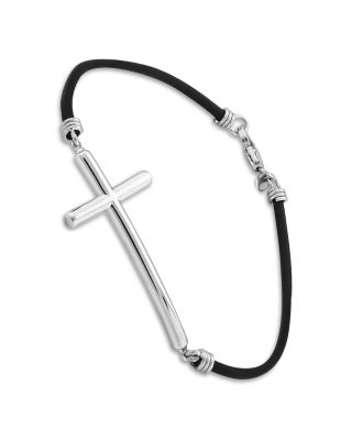 Bloomingdale's Fine Collection - Cross Flex Bracelet in Leather & Sterling Silver - Exclusive