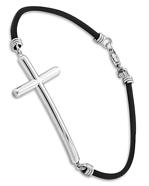 Bloomingdale's Cross Flex Bracelet in Leather & Sterling Silver - 100% Exclusive