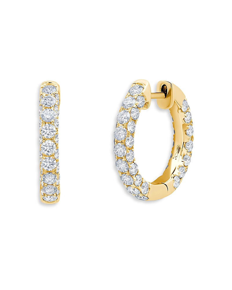 Graziela Gems Gems 18k Yellow Gold Diamond Three Sided Hoop Earrings In Gold