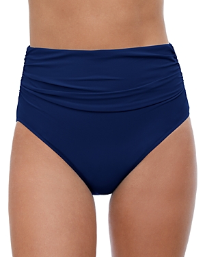 Shop Profile By Gottex Tutti Frutti High Waist Bikini Bottom In Navy