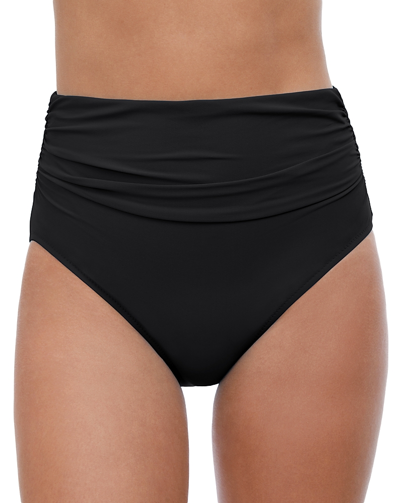 Profile By Gottex Womens Gathered Extra High Waist Swim Bottom Separates In Black
