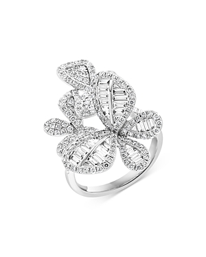 Bloomingdale's Diamond Baguette & Round Butterfly Statement Ring in 14K White Gold, 1.80 ct. t.w. - 