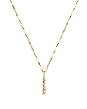 Zoë Chicco - 14K Yellow Gold Diamond Vertical Bar Pendant Necklace, 16-18"