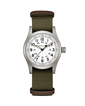 Shop Hamilton Mechanical Khaki Field Watch, 38mm In White/green