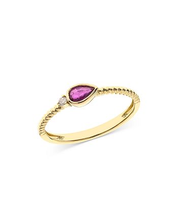 Bloomingdale's - Ruby & Diamond Bezel Stacking Ring in 14K Yellow Gold - 100% Exclusive