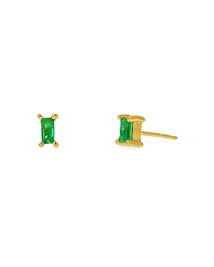Rachel Reid 14k Yellow Gold Emerald Stud Earrings In Green/gold
