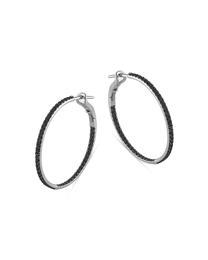 Bloomingdale's - Black Diamond Inside Out Hoop Earrings in 14K White Gold, 1.0 ct. t.w. - 100% Exclusive
