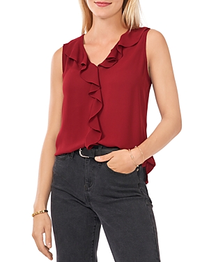 Vince Camuto Ruffled Blouse In Earth Red