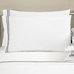 Frette Triplo Poplin Pillowcase, Standard In White/slate Gray