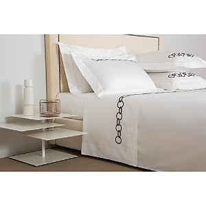 Frette Links Embroidery Bedset, Queen In Chestnut/white
