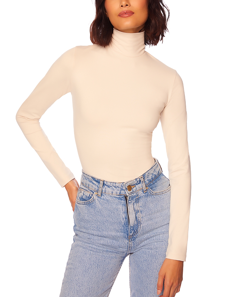 Susana Monaco Fitted Turtleneck Tee In Blanched Almond