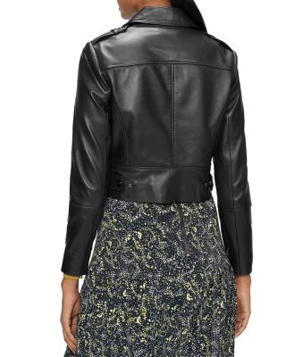 最終日、最終価格　Ted baker レディー　レザージャケット　フリル付き Ted Baker Ssalli Cropped Leather Biker Jacket | Bloomingdale's