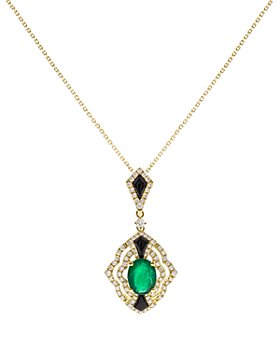 Bloomingdale's - Emerald & Diamond Statement Pendant Necklace in 14K Yellow Gold, 18" - 100% Exclusive
