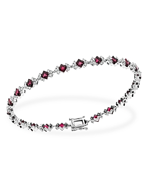 Bloomingdale's Ruby & Diamond Tennis Bracelet In 14k White Gold - 100% Exclusive In Red/white
