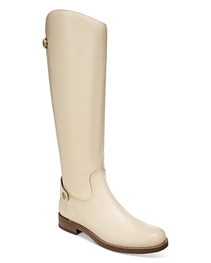 Sam Edelman Mikala Womens Leather Riding Knee-high Boots In Eggshell Leather