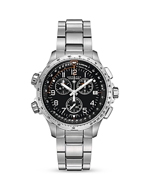 Hamilton X-wind Gmt Khaki Aviation Chronograph, 46mm In Black/silver