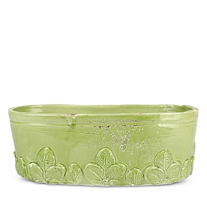 Vietri Rustic Garden Linen Basil Oval Planter In Pistachio